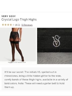 Victoria's secret very sexy logo shine thigh-high stockings XLARGE BLACK
